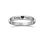 Marvel Silver Love Her engraved silver ring for women with heart design
