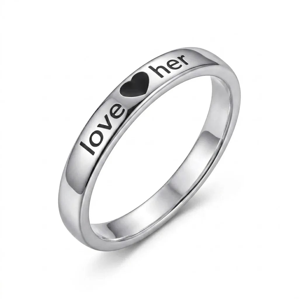 Marvel Silver Love Her engraved silver ring for women with heart design