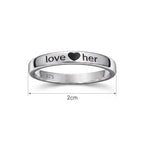 Marvel Silver Love Her engraved silver ring for women with heart design