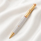Marvel Silver gold luxury ballpoint pen with textured silver barrel and crystal accents