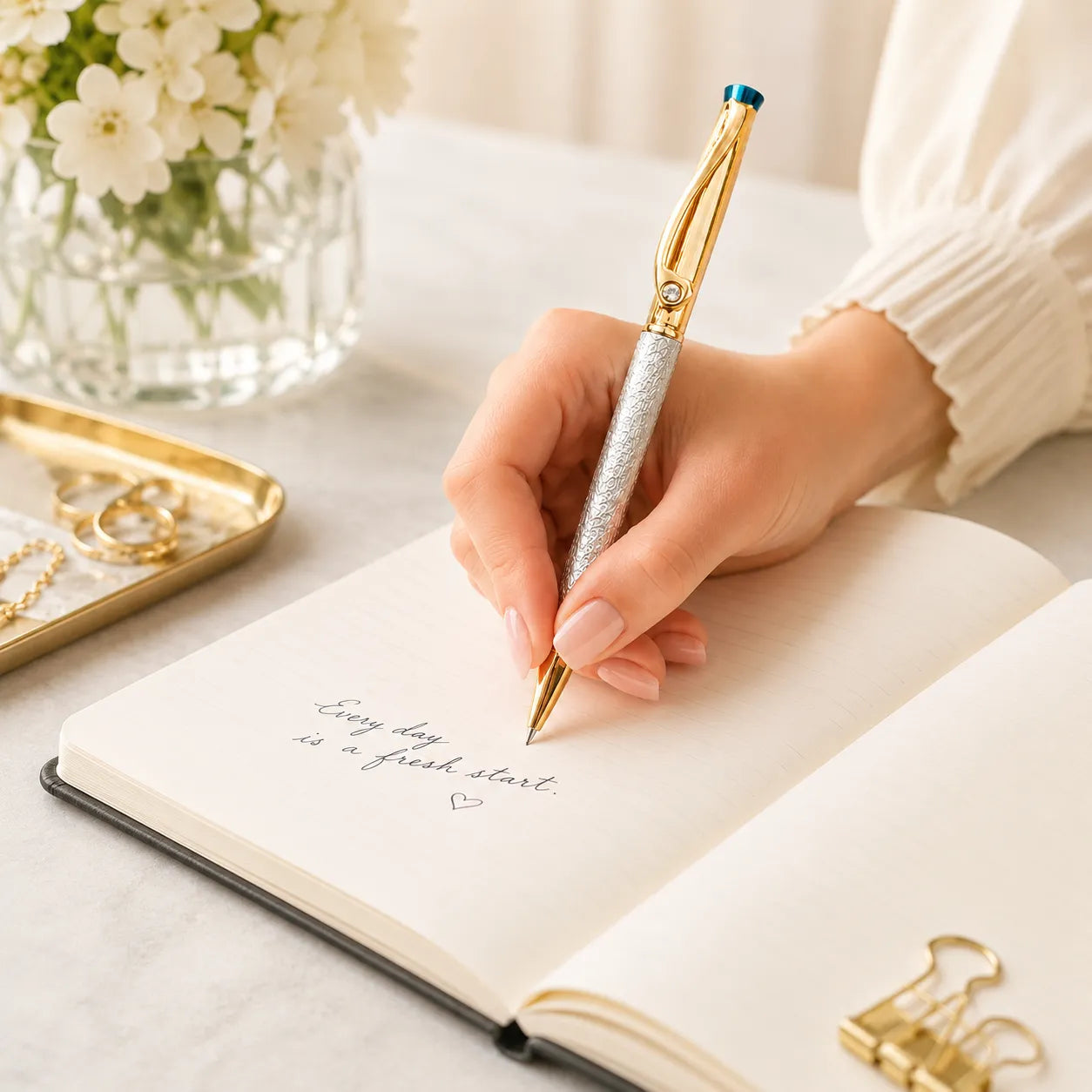 Marvel Silver luxury gold and silver ballpoint pen with textured barrel