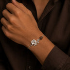 Marvel Silver Mahadev Rudraksha chain bracelet for men with Shiv symbol charm