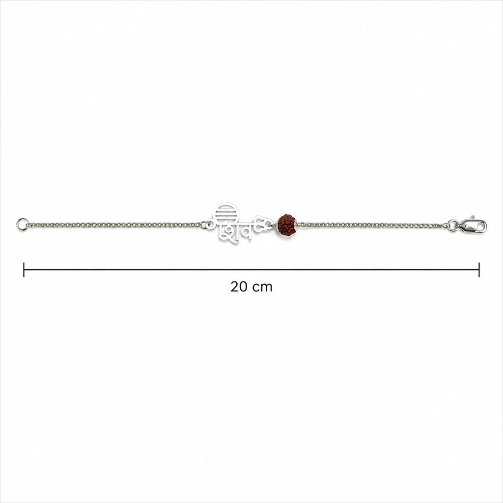 Marvel Silver Mahadev Rudraksha chain bracelet for men with Shiv symbol charm