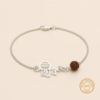 Marvel Silver Mahadev Rudraksha chain bracelet for men with Shiv symbol charm
