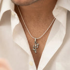 Silver Mahadev Trishul Damru Pendant for Men and Women – Pendant Only – Marvel Silver