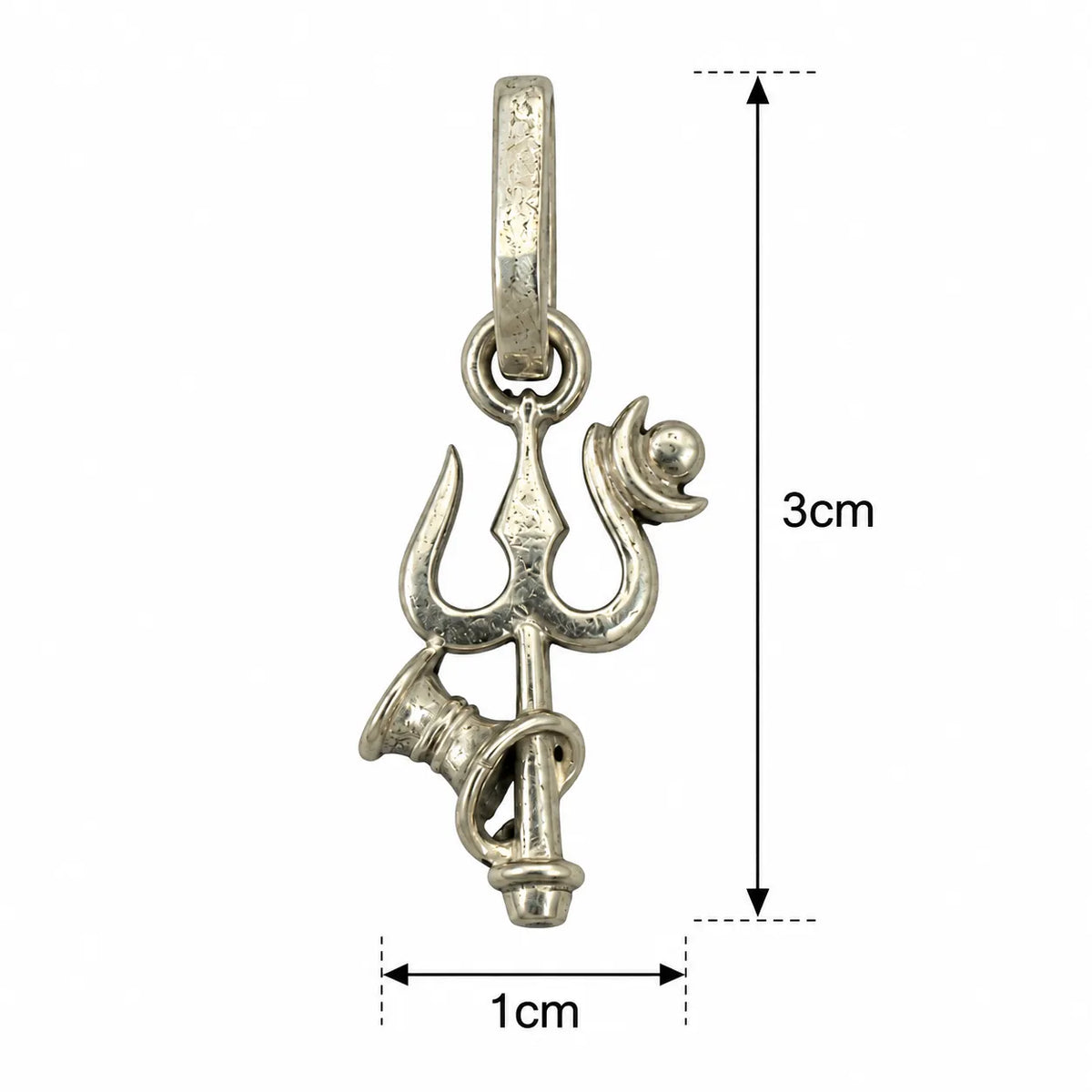 Silver Mahadev Trishul Damru Pendant for Men and Women – Pendant Only – Marvel Silver