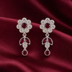 Marvel Silver maroon beaded choker necklace set with earrings and pearl drops for women