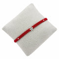 Marvel Silver minimal floral red thread rakhi for brother with silver-tone bead centre and accents