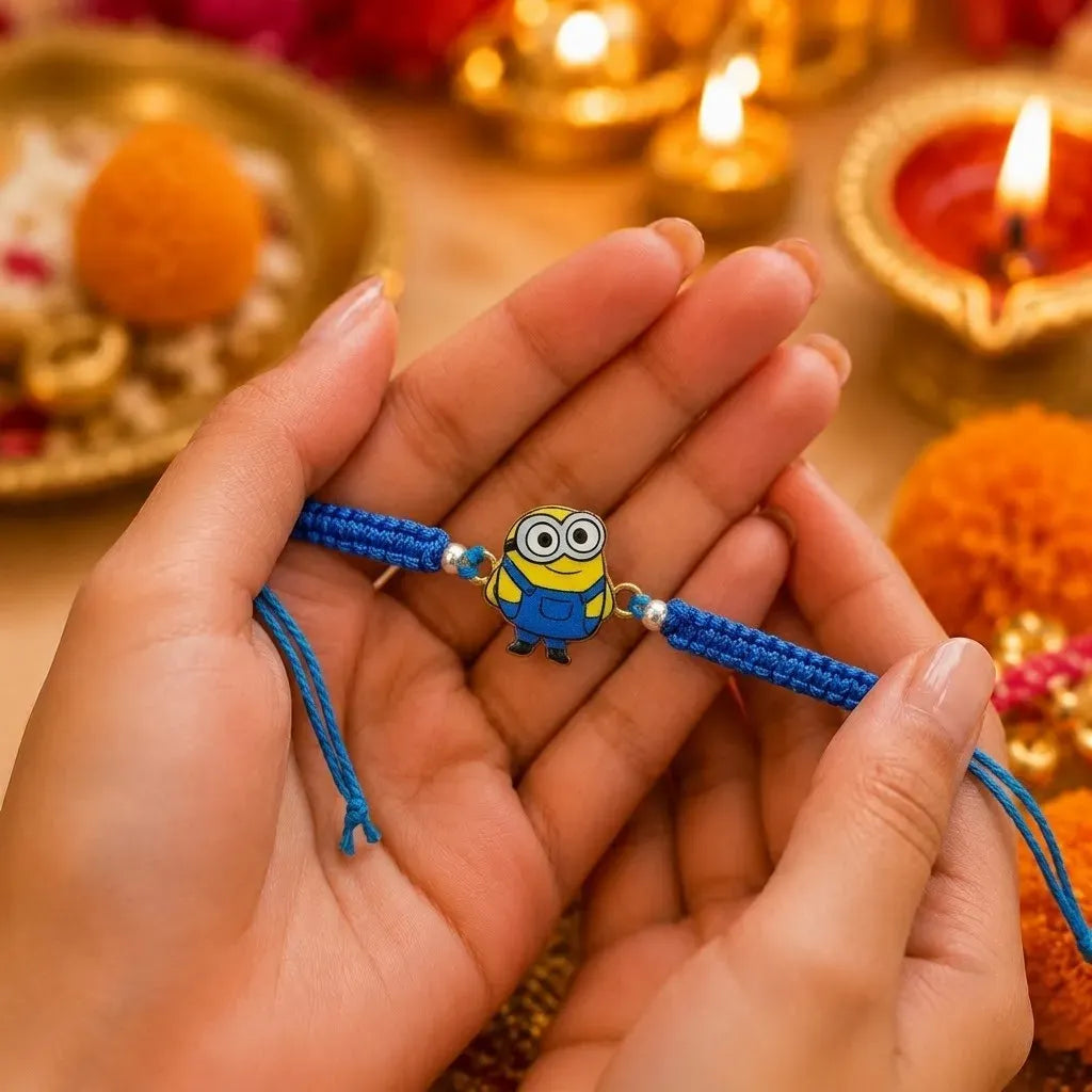 Marvel Silver Minion Silver Rakhi for Kids with Blue Thread