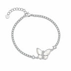 925 Sterling Silver Mother of Pearl Butterfly Bracelet for Women by Marvel Silver