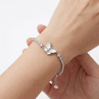 925 Sterling Silver Mother of Pearl Butterfly Bracelet for Women by Marvel Silver