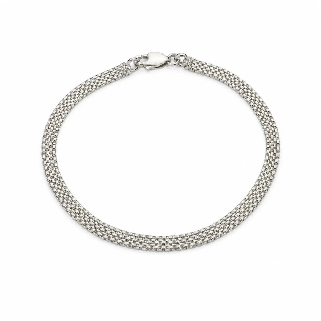 Marvel Silver multi-row box chain bracelet for men with polished silver finish