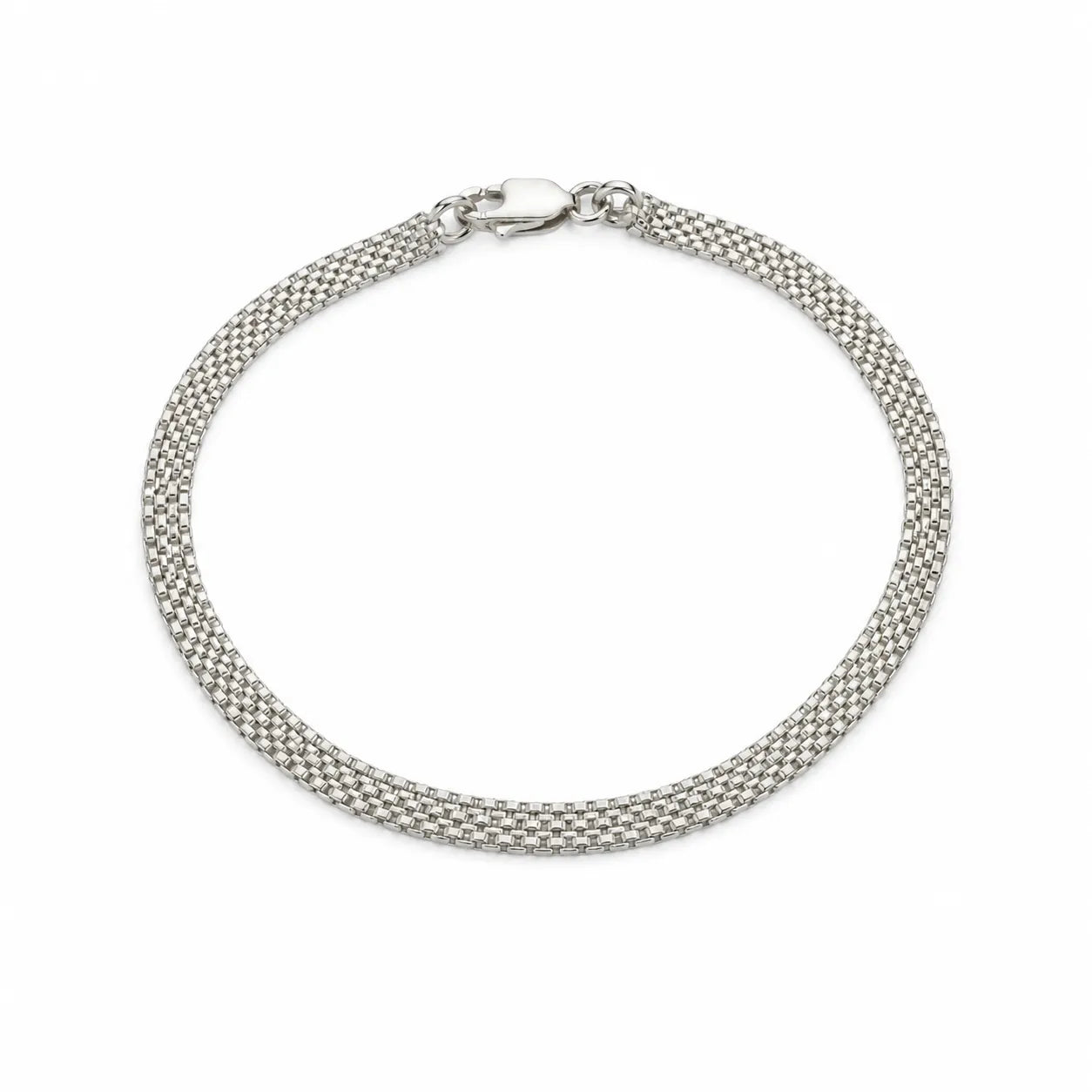 Marvel Silver multi-row box chain bracelet for men with polished silver finish