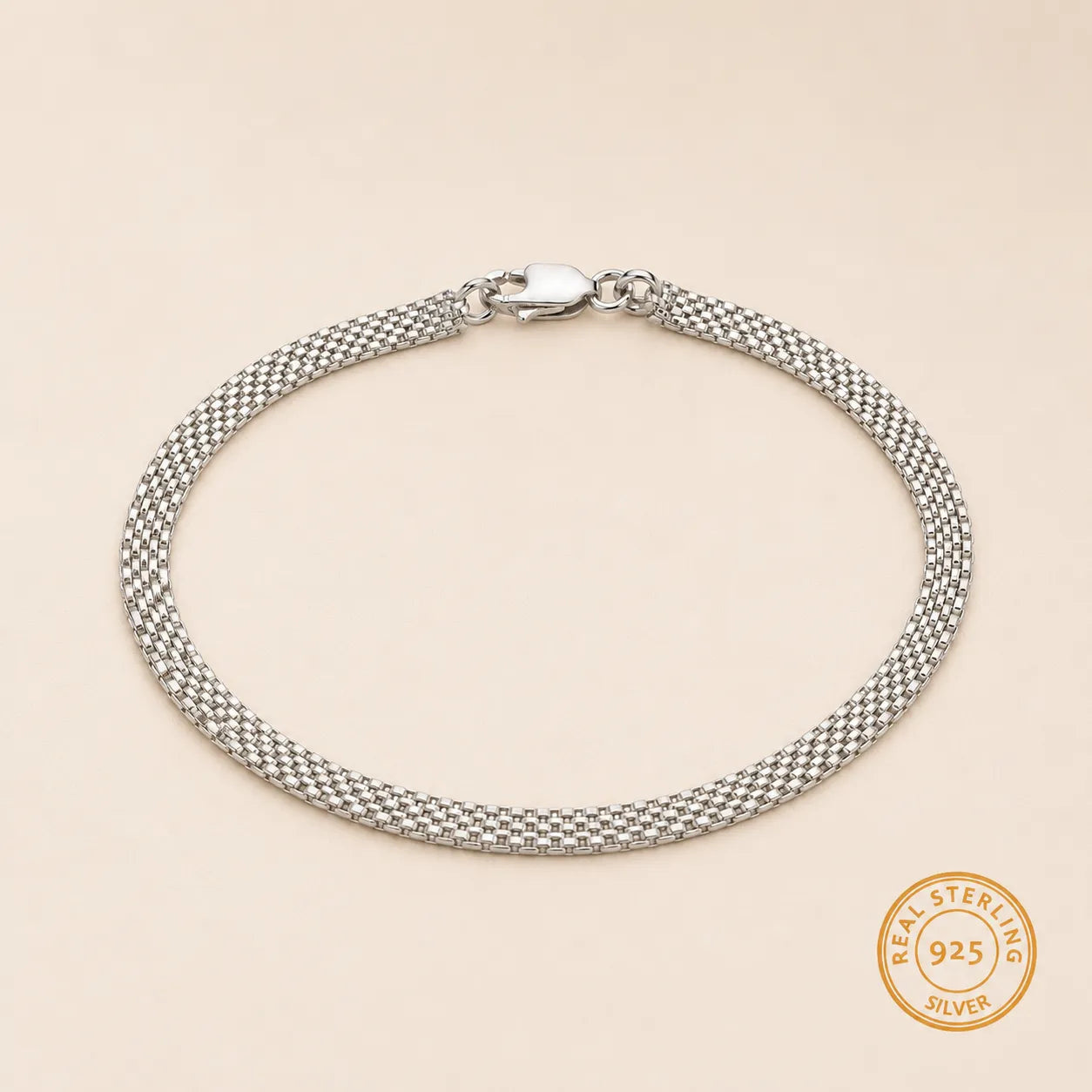 Marvel Silver multi-row box chain bracelet for men with polished silver finish