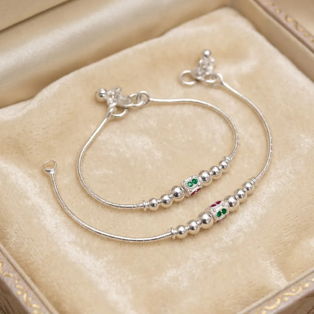 Marvel Silver Multicolor Baby Payal