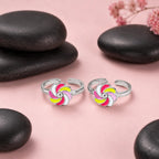 Marvel Silver multicolour flower silver toe ring pair for women