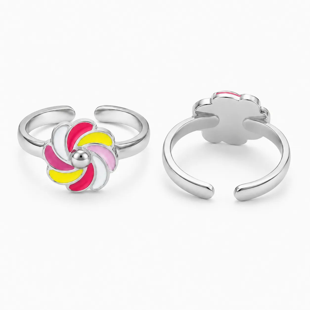 Marvel Silver multicolour flower silver toe ring pair for women