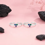 Marvel Silver multicolor triangle adjustable toe ring for women with blue green and purple stones
