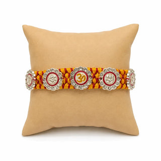 Silver Om & Lord Ganesha Designer Rakhi