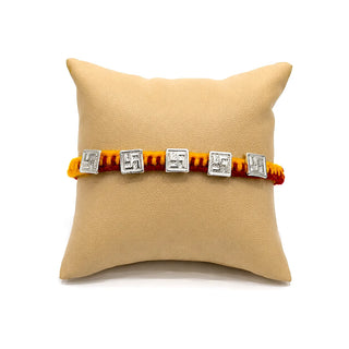 Silver Om & Swastik Designer Rakhi