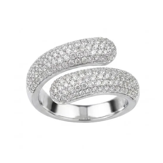 Marvel Silver open wrap silver ring for women with sparkling white stones