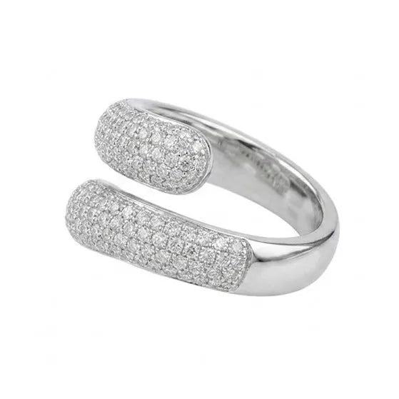 Marvel Silver open wrap silver ring for women with sparkling white stones
