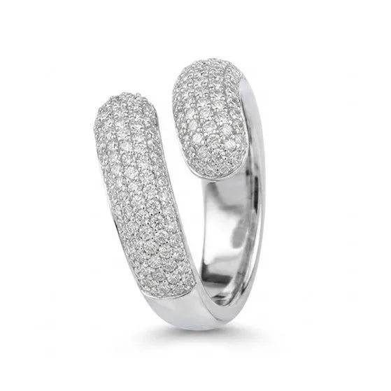 Marvel Silver open wrap silver ring for women with sparkling white stones