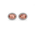 Marvel Silver peach oval stone stud earrings for girls with 1 cm size