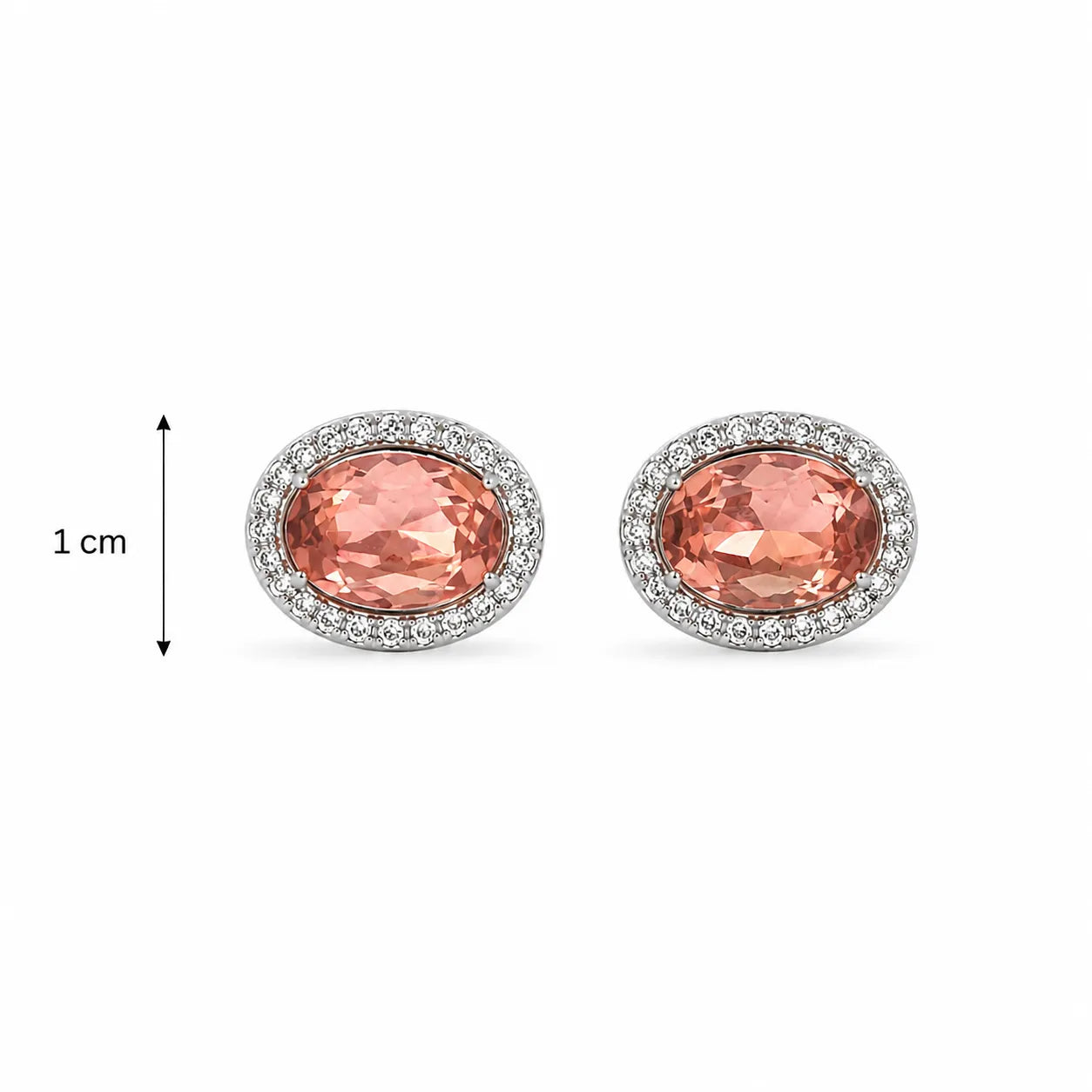 Marvel Silver peach oval stone stud earrings for girls with 1 cm size