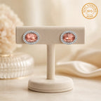 Marvel Silver peach oval stone stud earrings for girls with 1 cm size