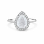 Marvel Silver pear shape white stone silver ring for women with sparkling halo design