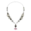 Marvel Silver Pink Oxidized Necklace