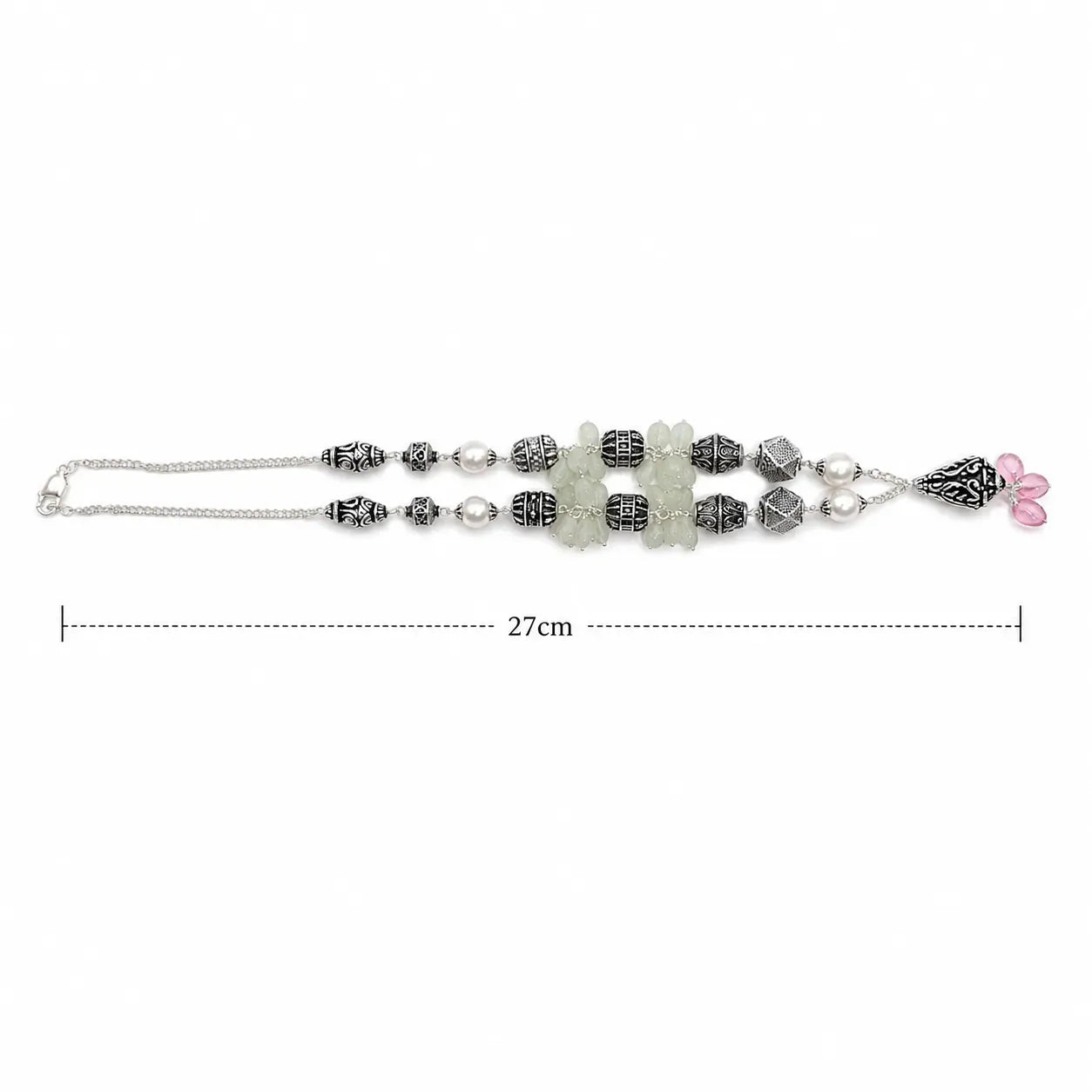 Marvel Silver Pink Oxidized Necklace