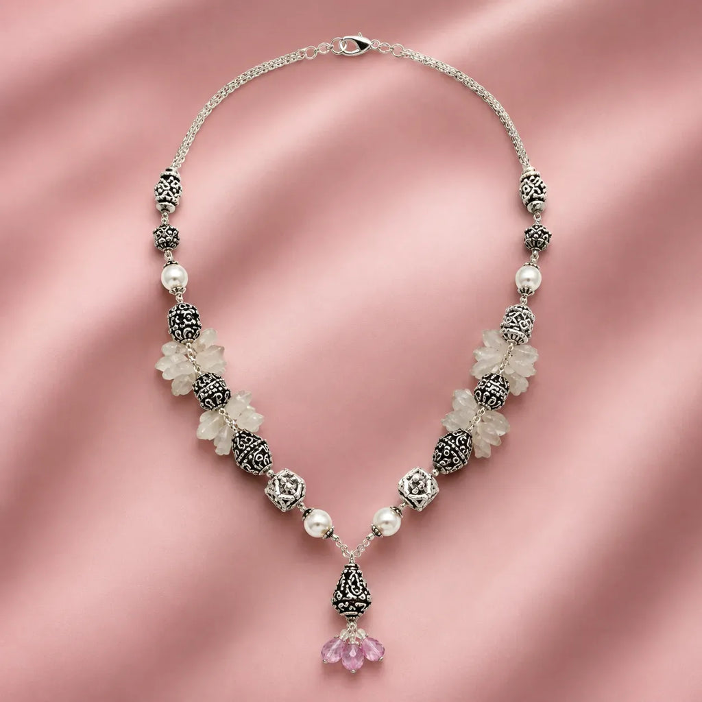 Marvel Silver Pink Oxidized Necklace