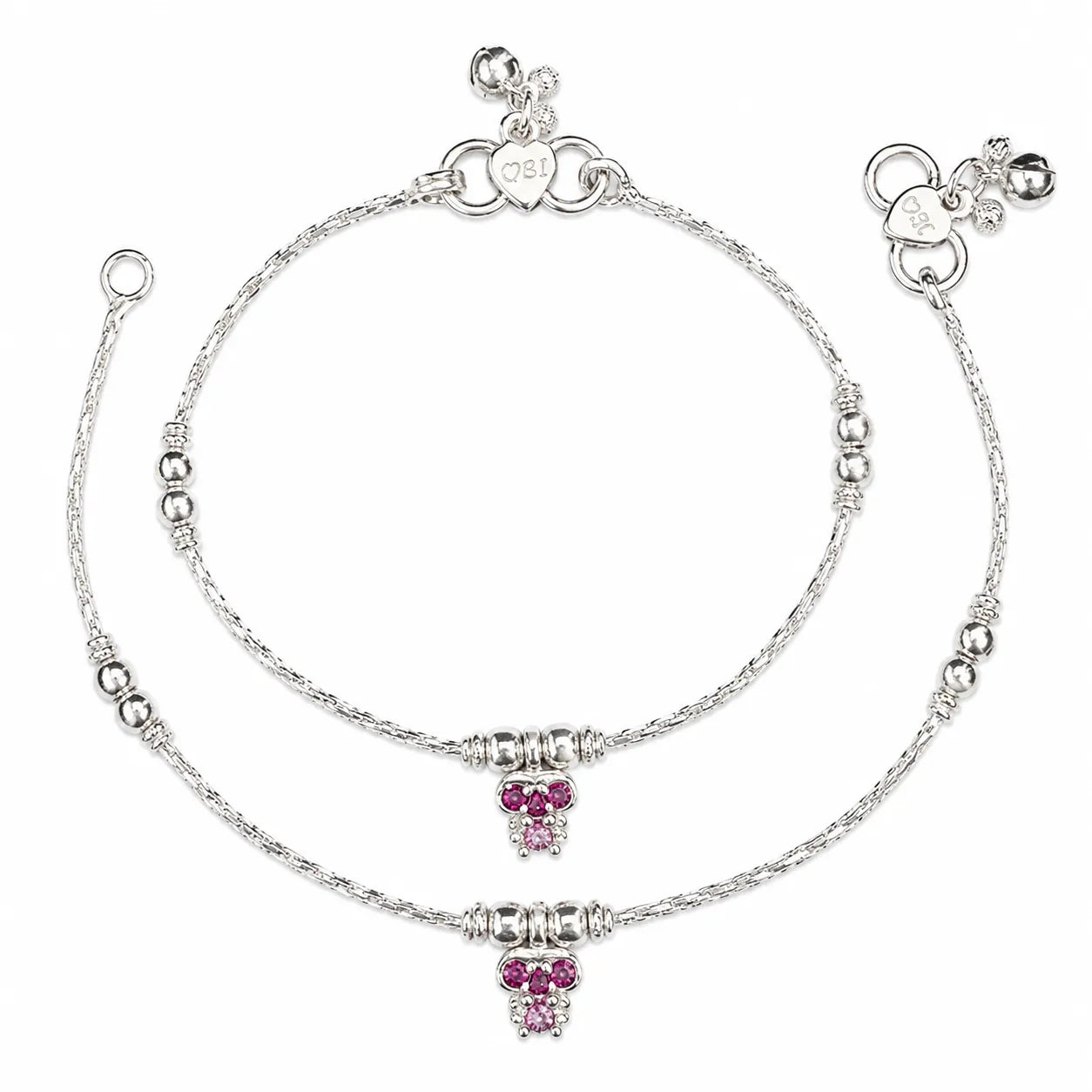 Marvel Silver Pink Butterfly Baby Payal