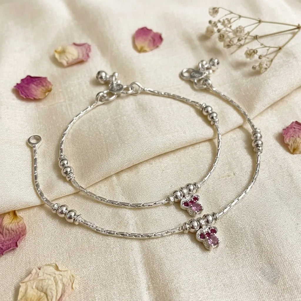 Marvel Silver Pink Butterfly Baby Payal