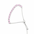 Marvel Silver pink square charm silver bracelet for women with adjustable slider lock