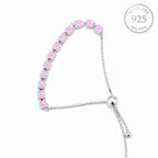 Marvel Silver pink square charm silver bracelet for women with adjustable slider lock
