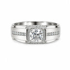 Marvel Silver princess cut CZ stone silver ring for men with 2.3 cm size
