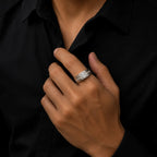 Marvel Silver princess cut CZ stone silver ring for men with 2.3 cm size