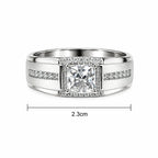 Marvel Silver princess cut CZ stone silver ring for men with 2.3 cm size
