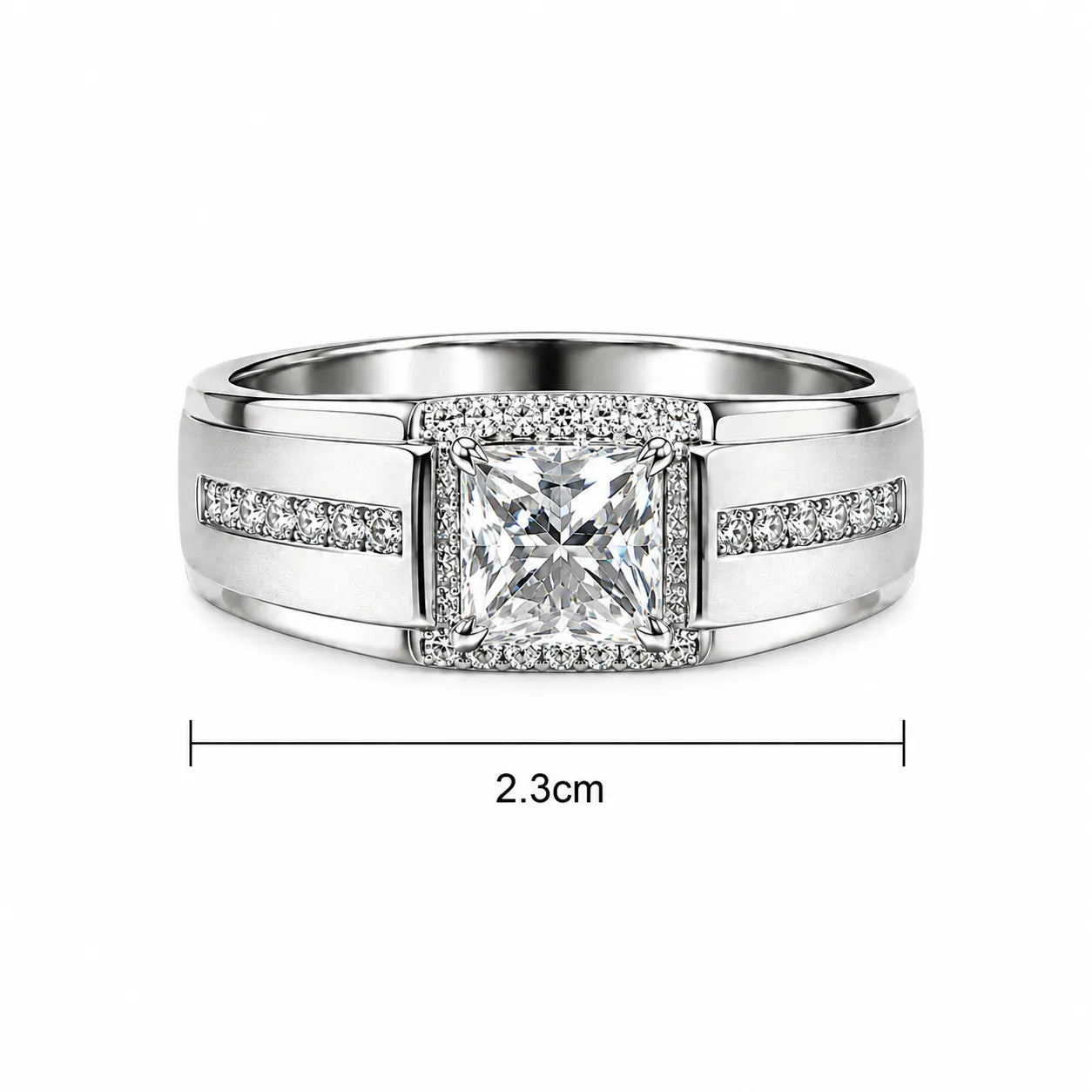 Marvel Silver princess cut CZ stone silver ring for men with 2.3 cm size