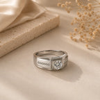 Marvel Silver princess cut CZ stone silver ring for men with 2.3 cm size