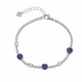 Marvel Silver 925 sterling silver tennis bracelet featuring sparkling white Cubic Zirconia stones with elegant purple gemstone accents and an adjustable chain, designed for women and girls, perfect for daily wear, office, parties, weddings, festive occasions, and gifting.