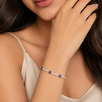 Marvel Silver 925 sterling silver tennis bracelet featuring sparkling white Cubic Zirconia stones with elegant purple gemstone accents and an adjustable chain, designed for women and girls, perfect for daily wear, office, parties, weddings, festive occasions, and gifting.