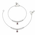Marvel Silver Baby Payal with Red Stone Charm