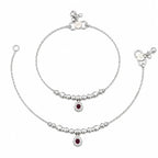 Marvel Silver Baby Payal with Red Stone Charm