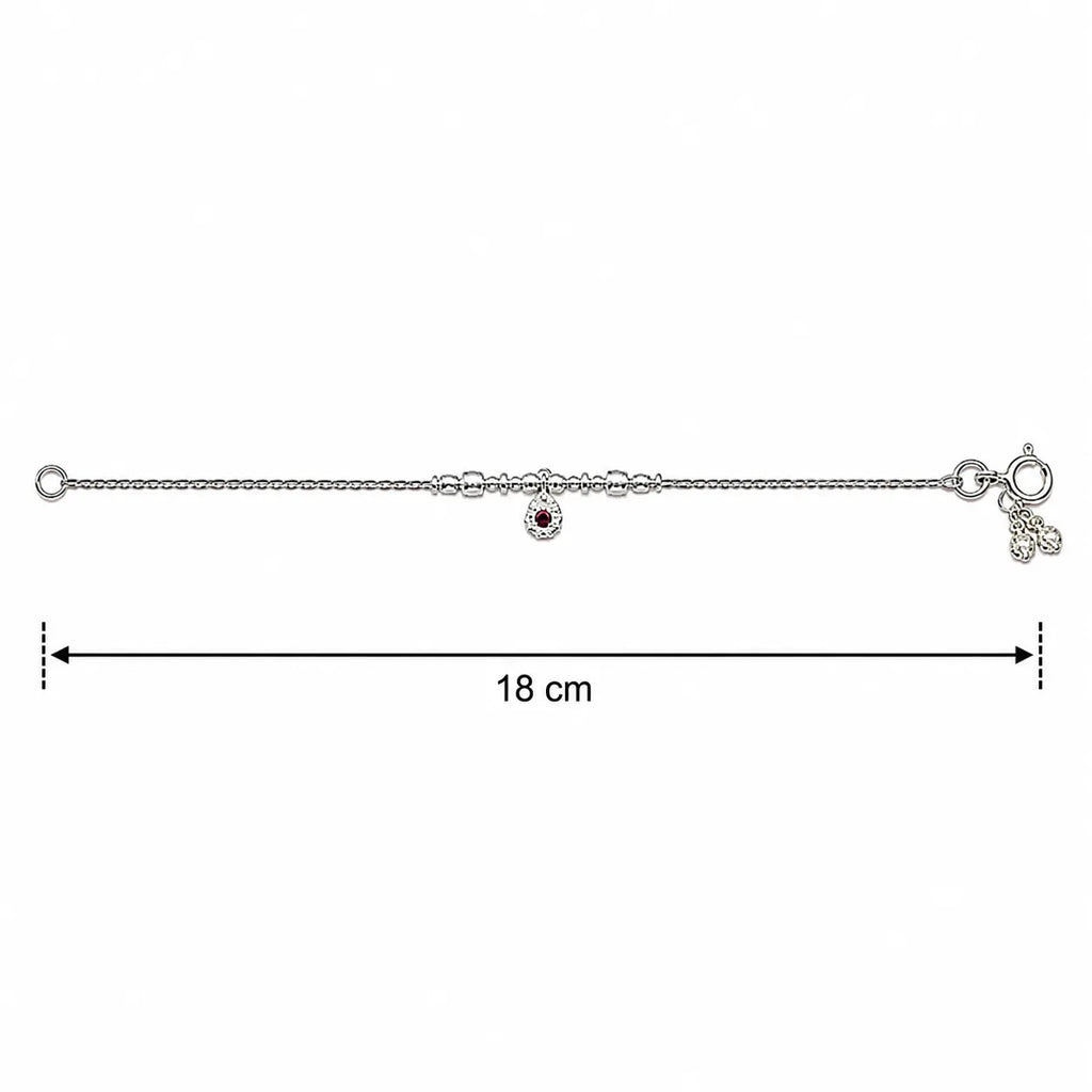 Marvel Silver Baby Payal with Red Stone Charm