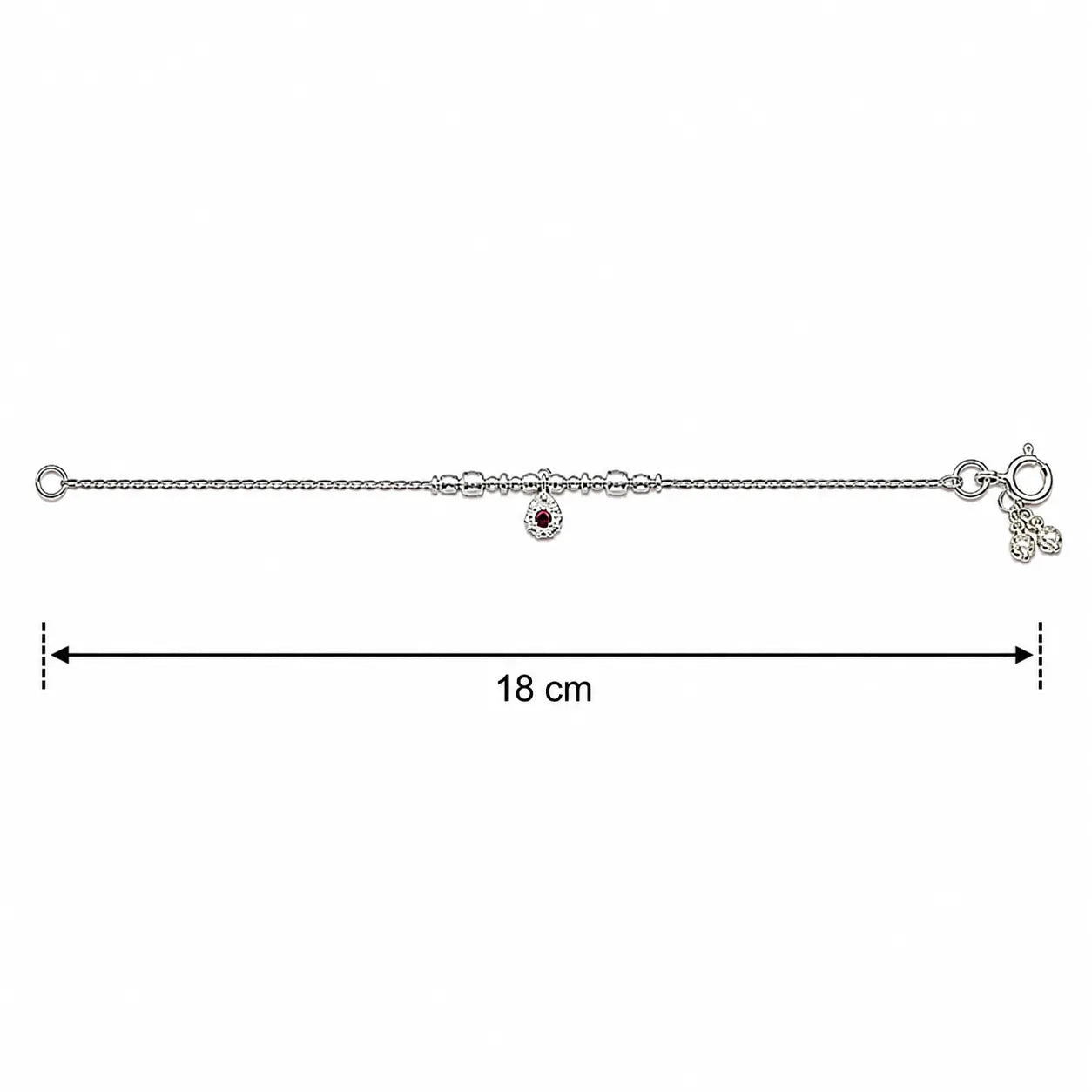 Marvel Silver Baby Payal with Red Stone Charm