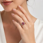 Marvel Silver red stone rectangular silver ring for women